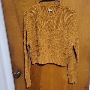 Womens Crop Sweater Mustard Yellow Size Small